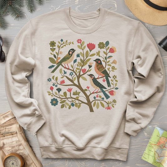 Cottagecore Birds "Folk Art Print" Sweatshirt