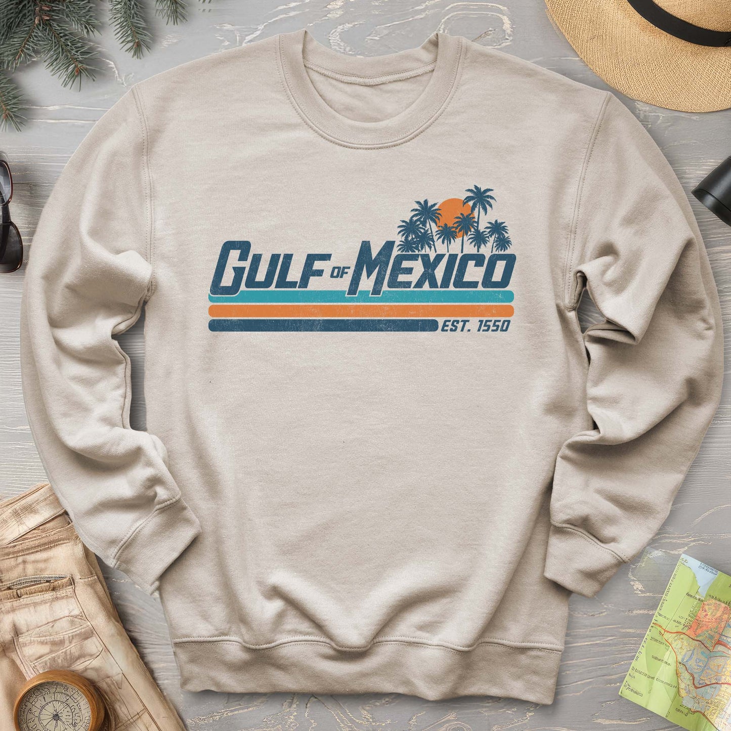 Gulf of Mexico Retro Stripe Crewneck Sweatshirt