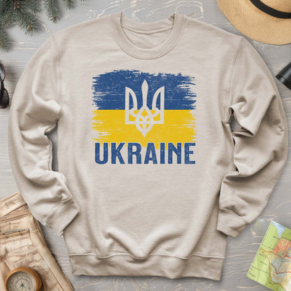 Ukraine Textured Trident Flag Crewneck Sweatshirt