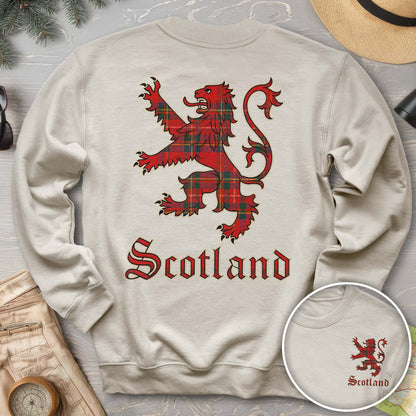 Scotland Tartan Lion Front/Back Print Sweatshirt