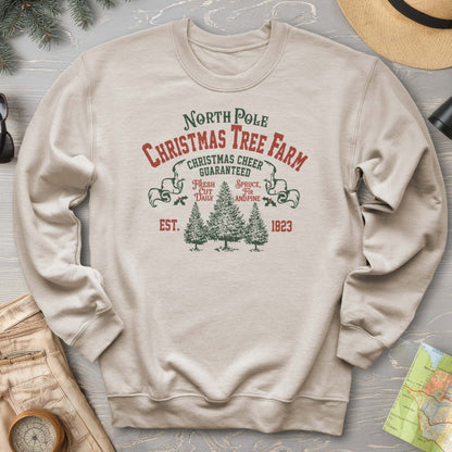 North Pole Christmas Tree Farm Vintage Print Sweatshirt