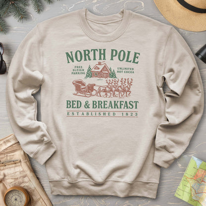 North Pole Bed and Breakfast Vintage Print Sweatshirt