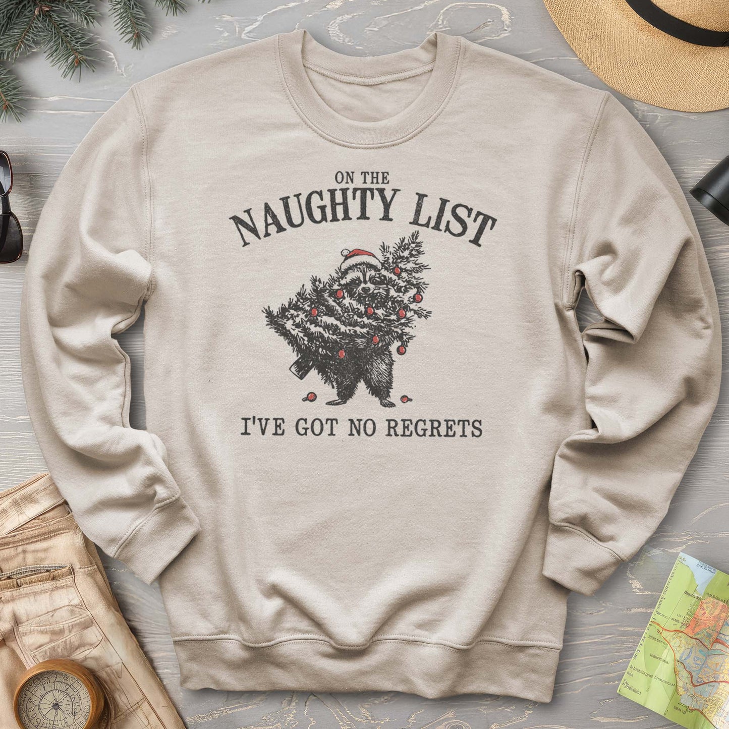 Naughty List Racoon Xmas Sweatshirt