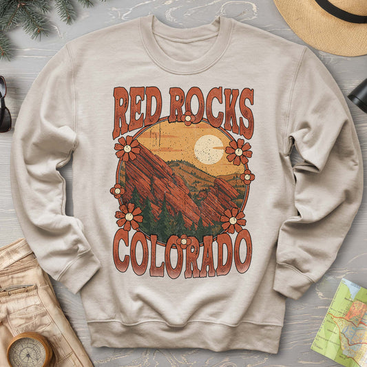 Red Rocks Colorado Vintage Print Sweatshirt