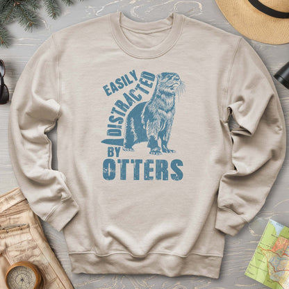 Easily Distracted By Otters Vintage Print Sweatshirt