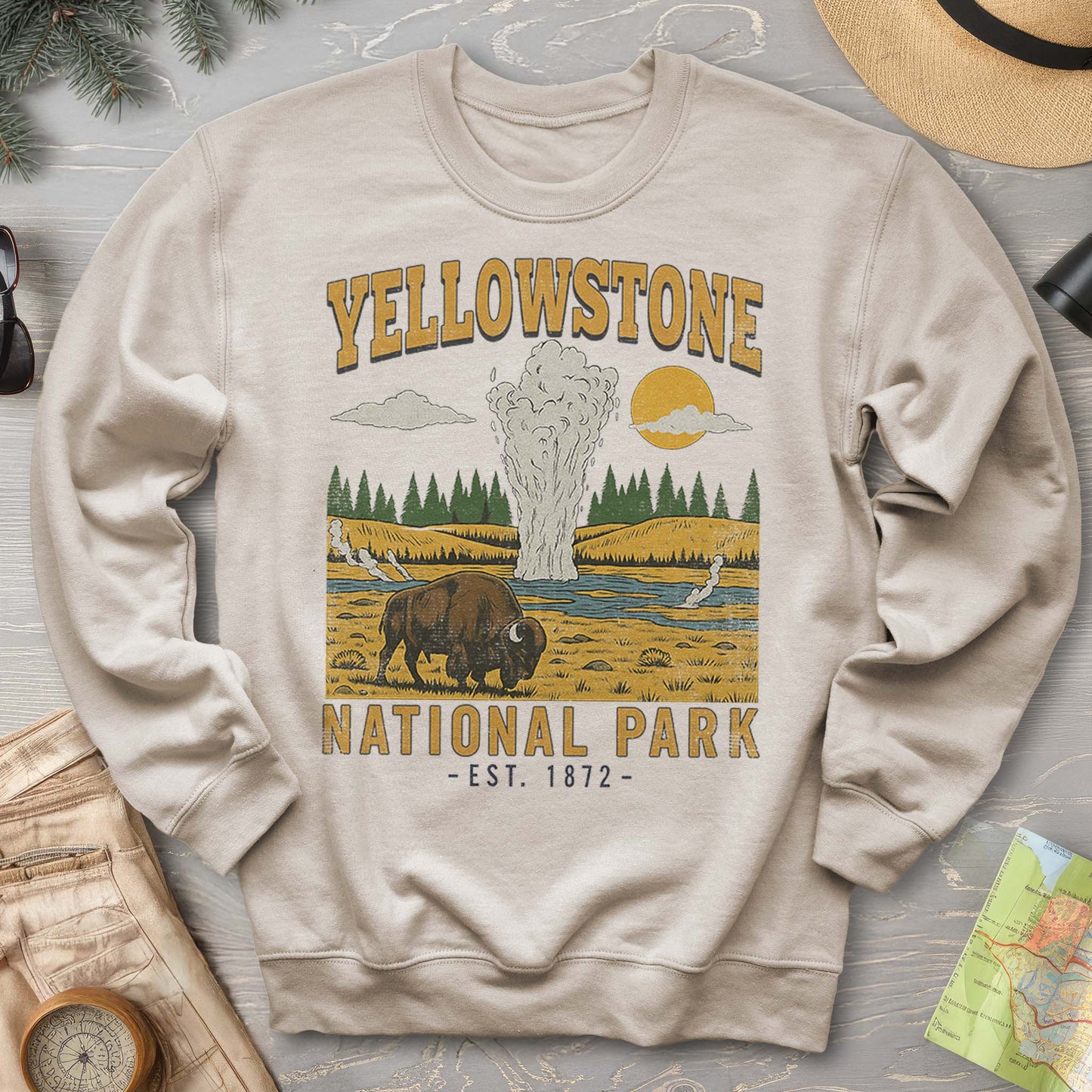 Yellowstone Old Faithful Buffalo Sweatshirt