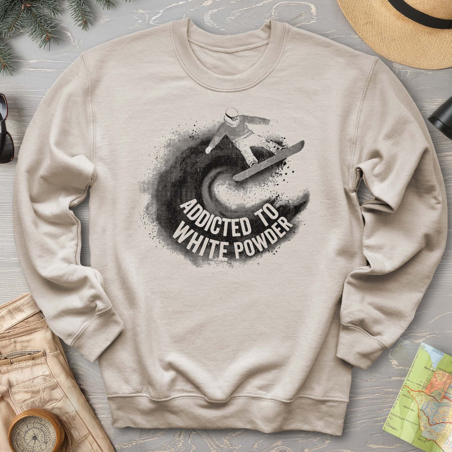 White Powder Snowboard Sweatshirt