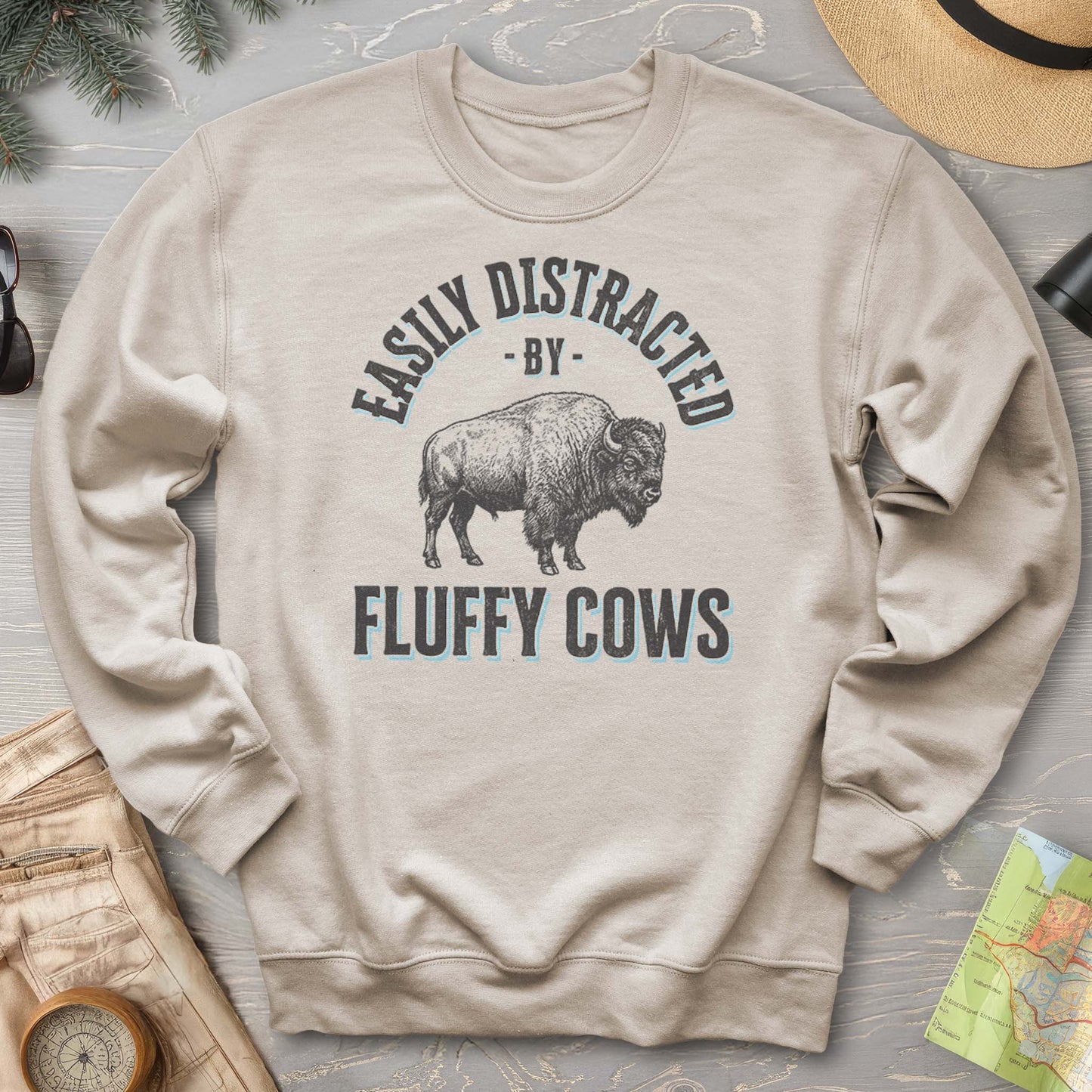 Fluffy Cow Distracted Sweatshirt