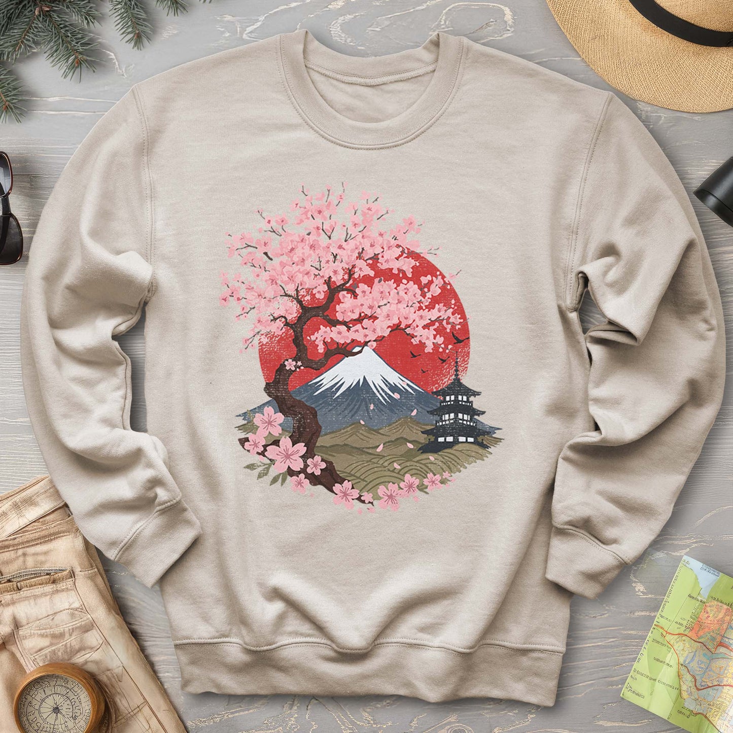 Mount Fuji Cherry Blossoms Sweatshirt