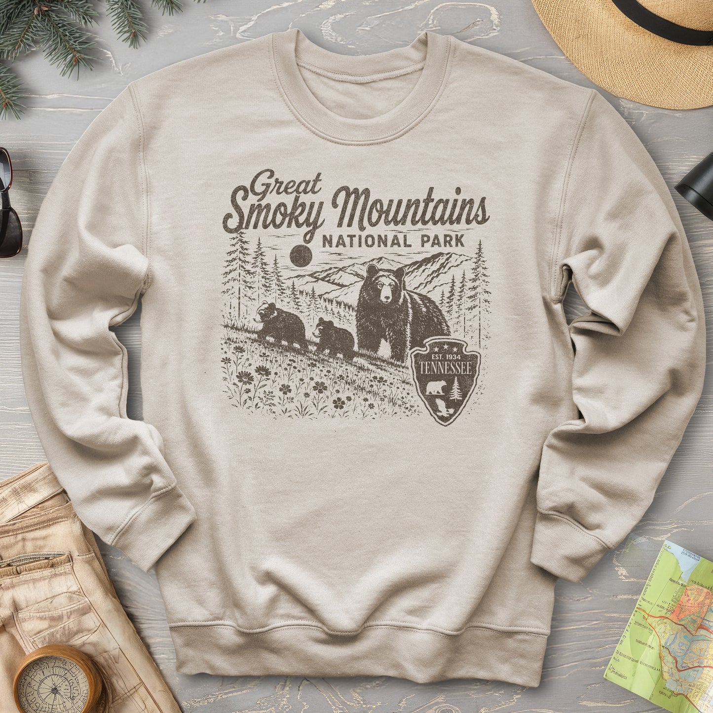 Smoky Mountains Vintage Sketch Sweatshirt