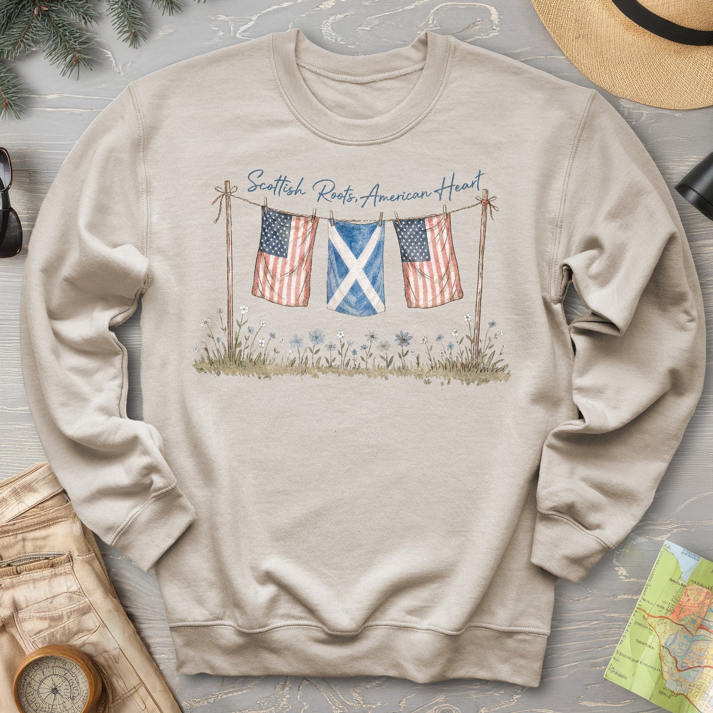 Scottish Roots American Heart Sweatshirt