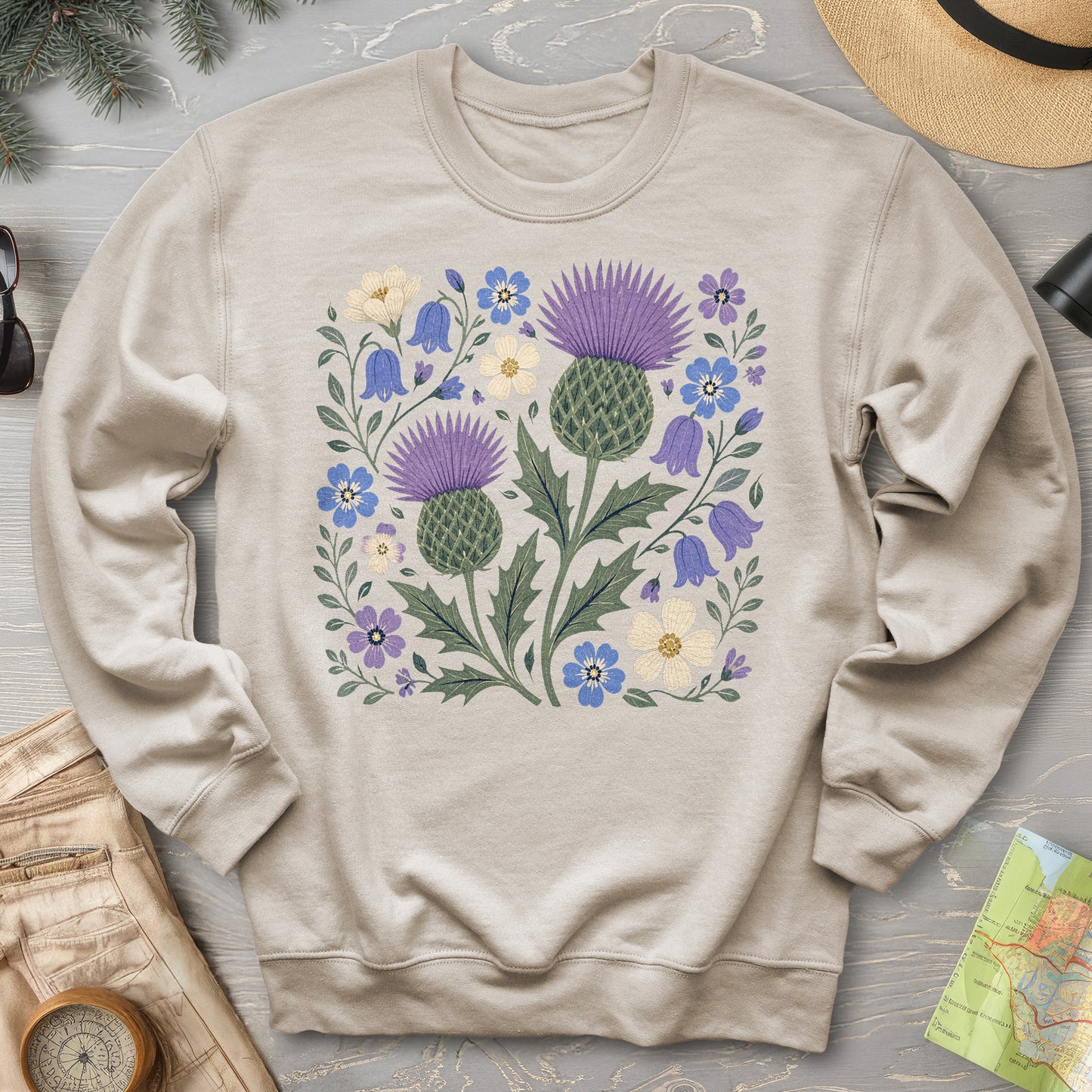 Scottish Thistle Floral Sweatshirt
