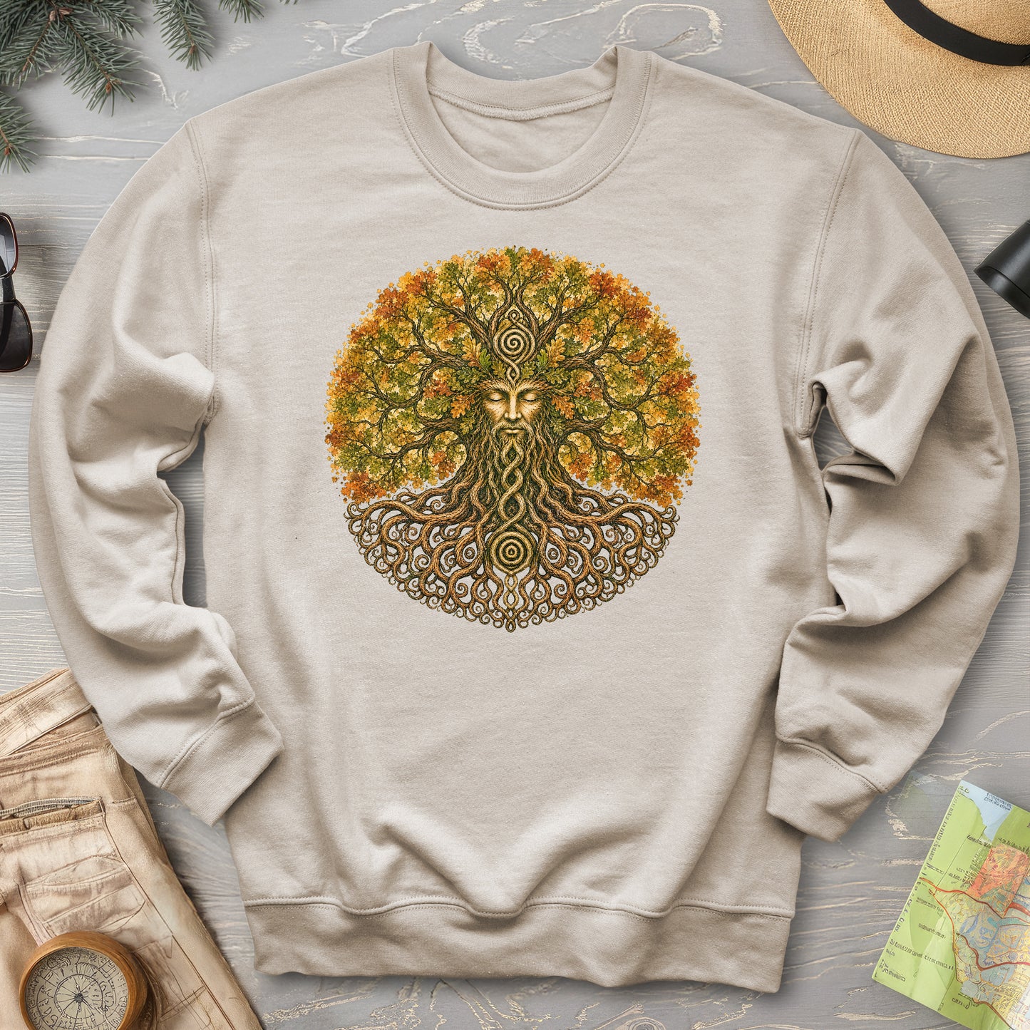 Green Man Autumn Bloom Sweatshirt