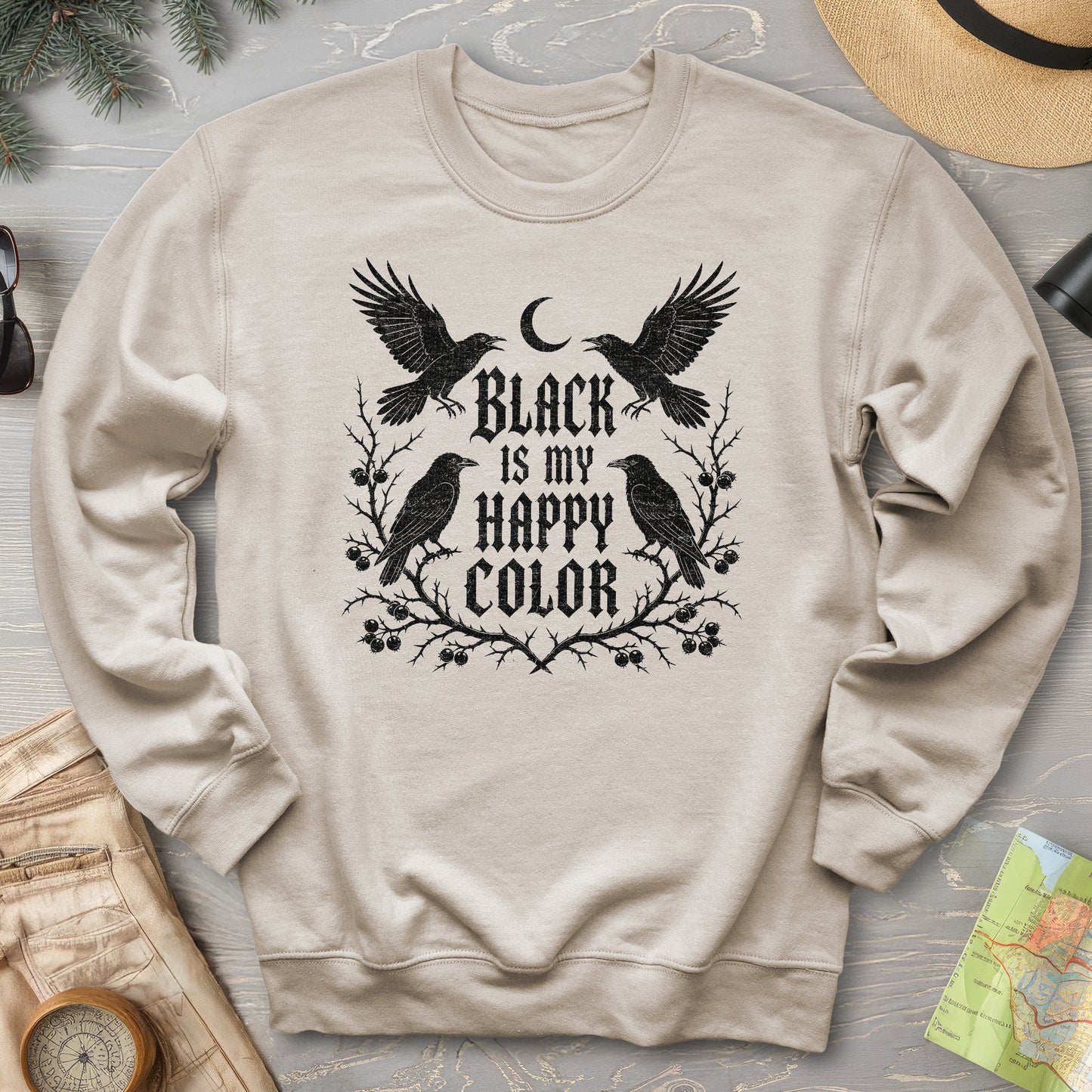 Crow Happy Color Sweatshirt