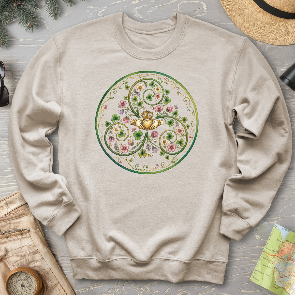Claddagh Floral Triskele Sweatshirt
