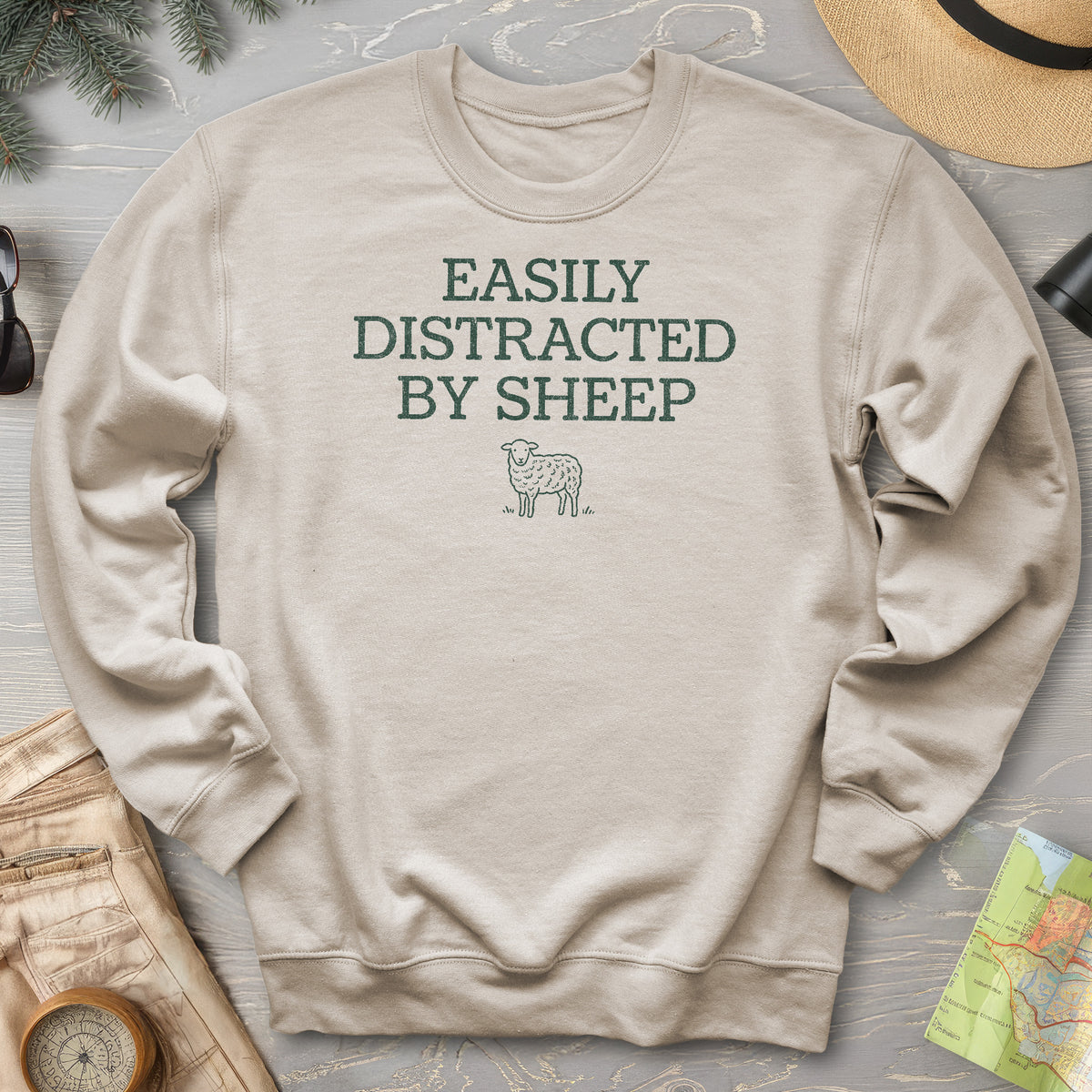 Easily Distracted By Sheep Sweatshirt