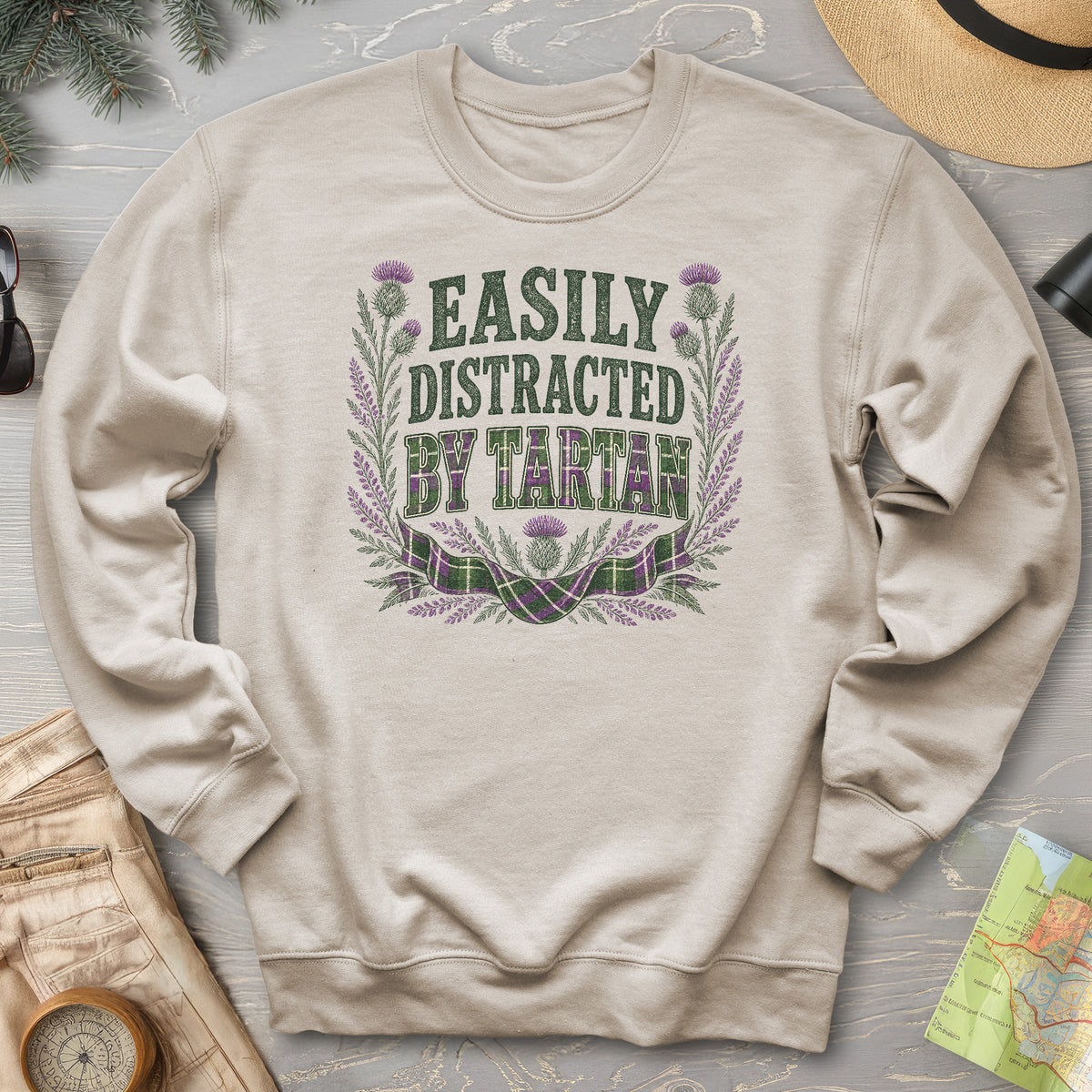 Easily Distracted By Tartan Sweatshirt