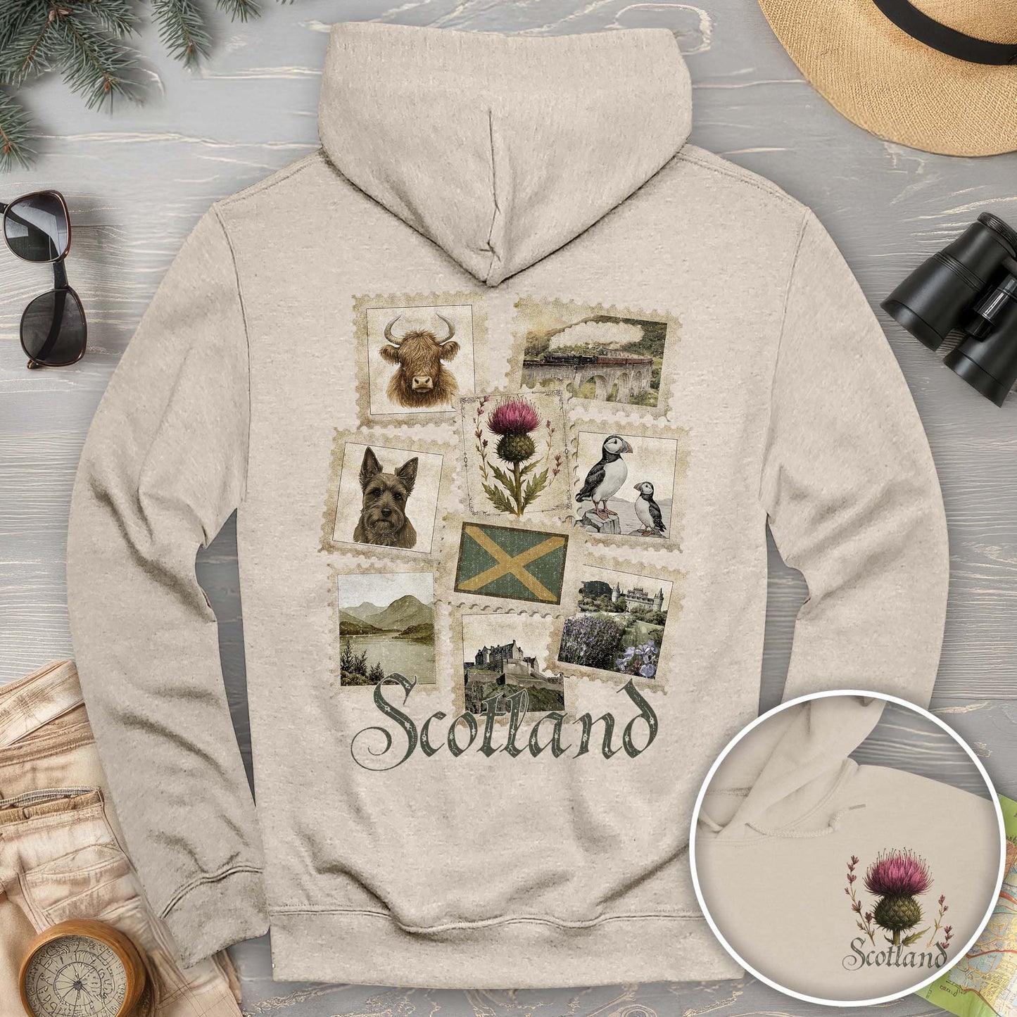 Scotland Vintage Stamps Hoodie