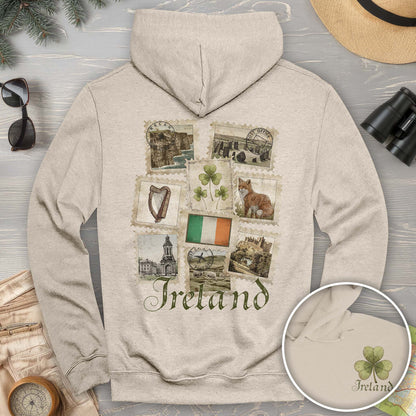 Ireland Vintage Stamps Front/Back Print Hoodie