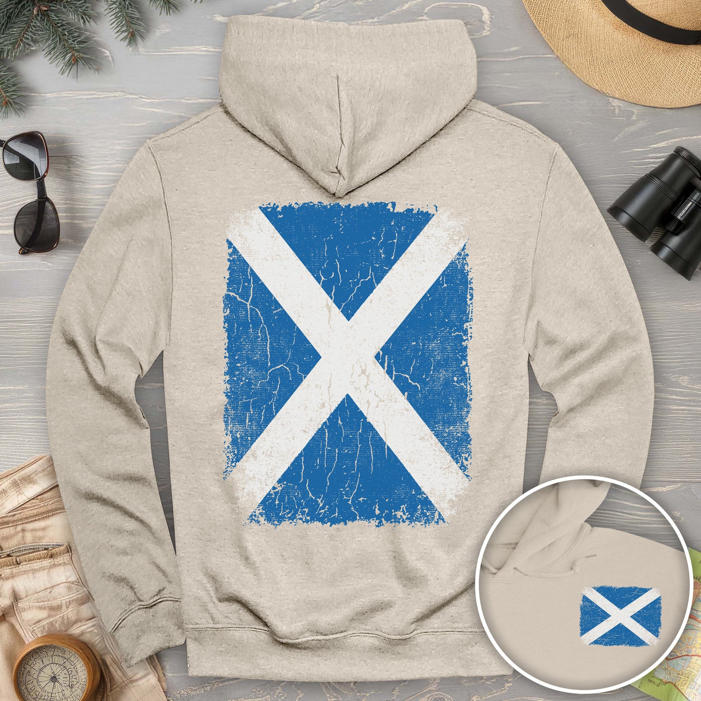 Scotland Distressed Flag Front/Back Print Hoodie
