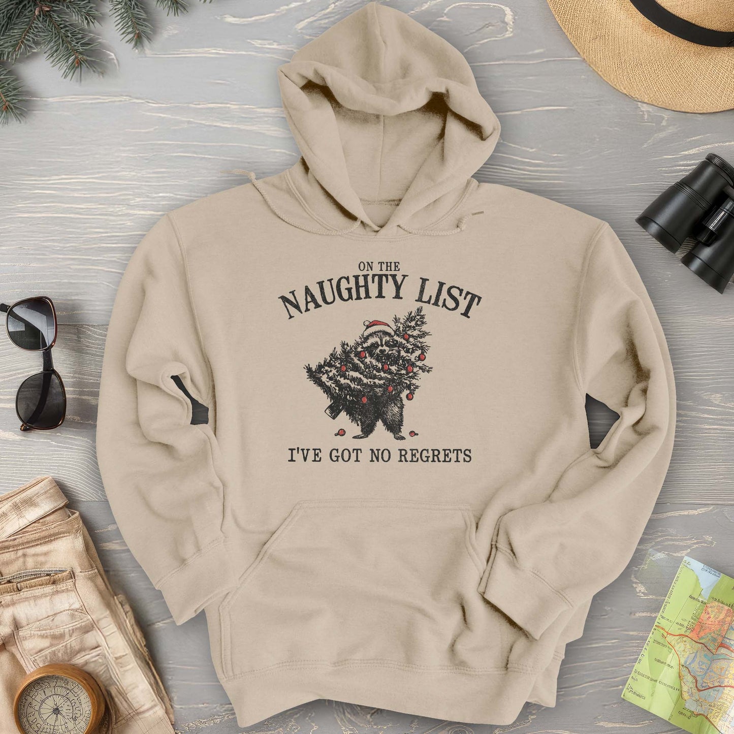Naughty List Racoon Xmas Hoodie