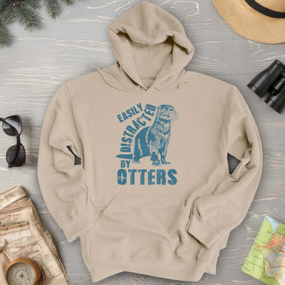 Easily Distracted By Otters Vintage Print Hoodie