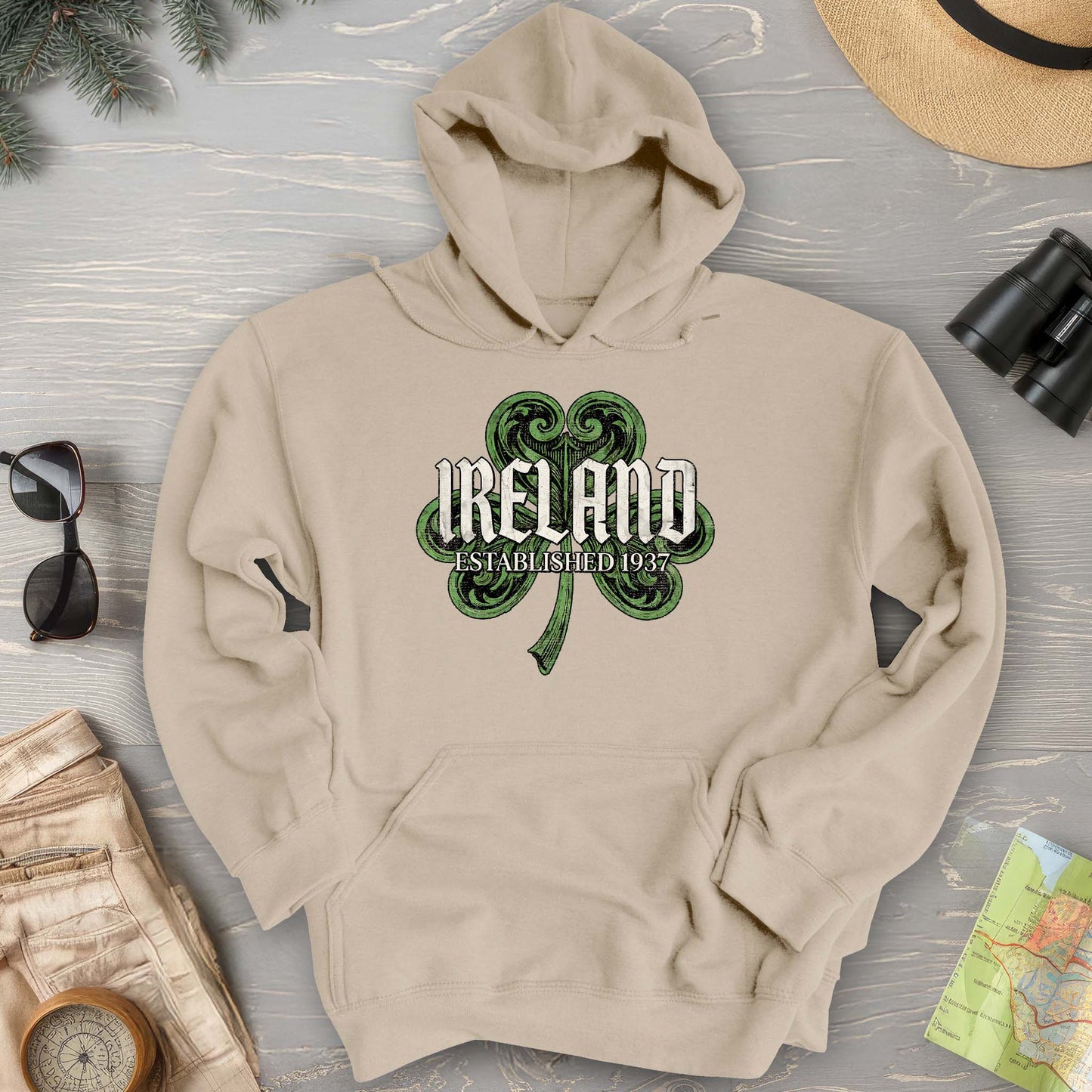 Ireland Gothic Shamrock Hoodie