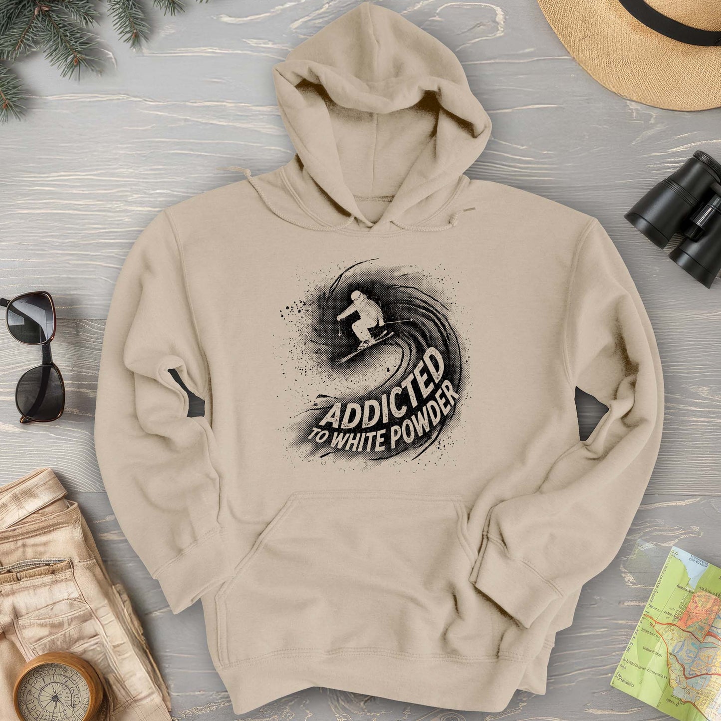 White Powder Skiing Hoodie