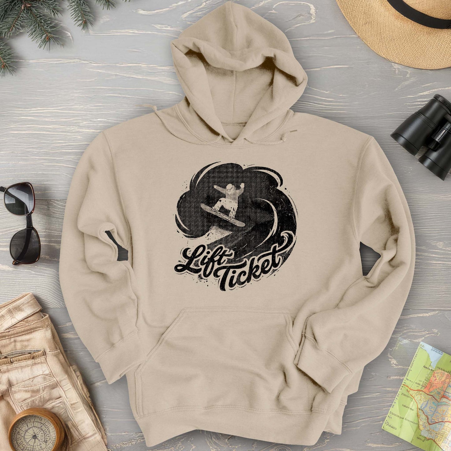 Lift Ticket Snowboard Hoodie