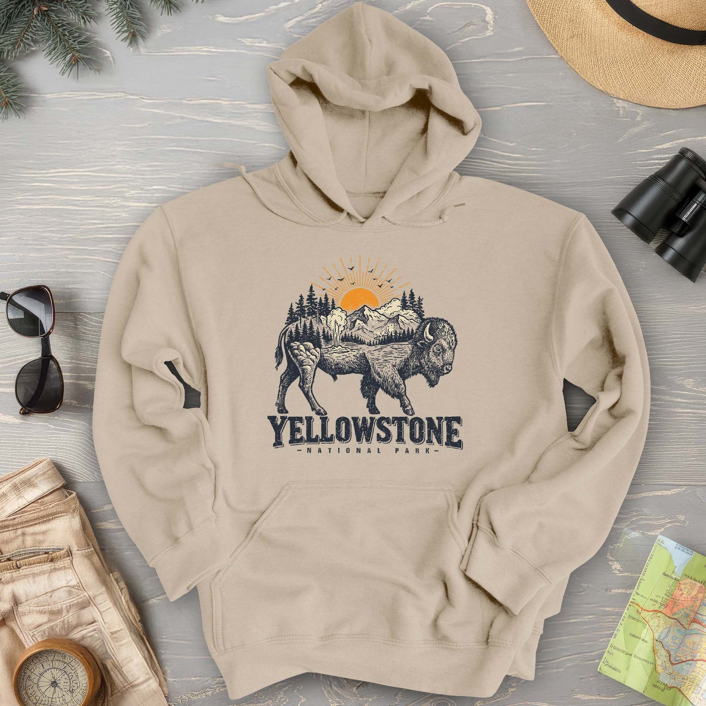 Yellowstone Buffalo Art Hoodie