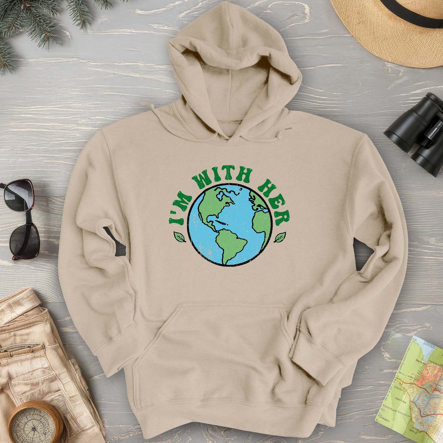 I'm With Her Earth Hoodie