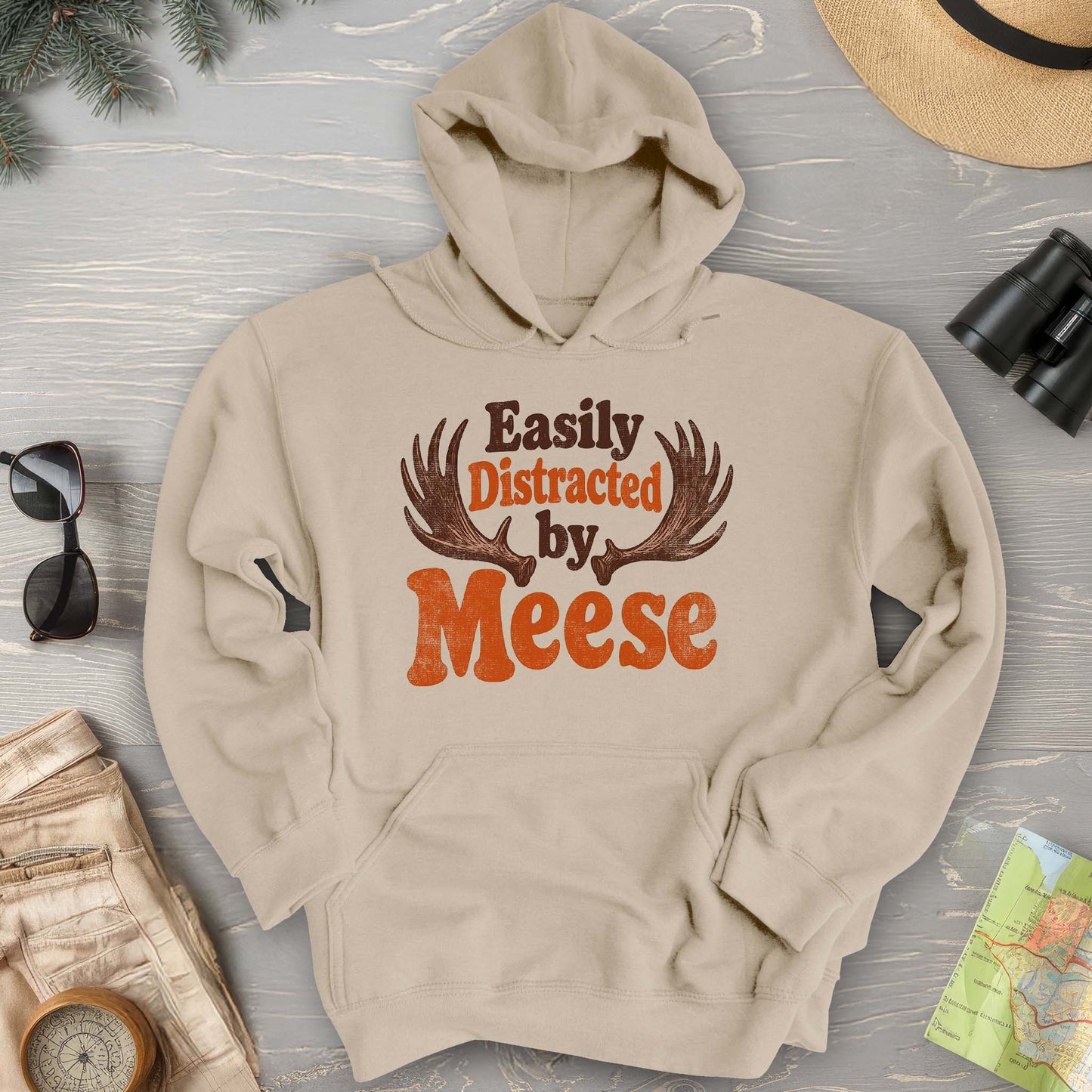 Distracted By Meese Antlers Hoodie