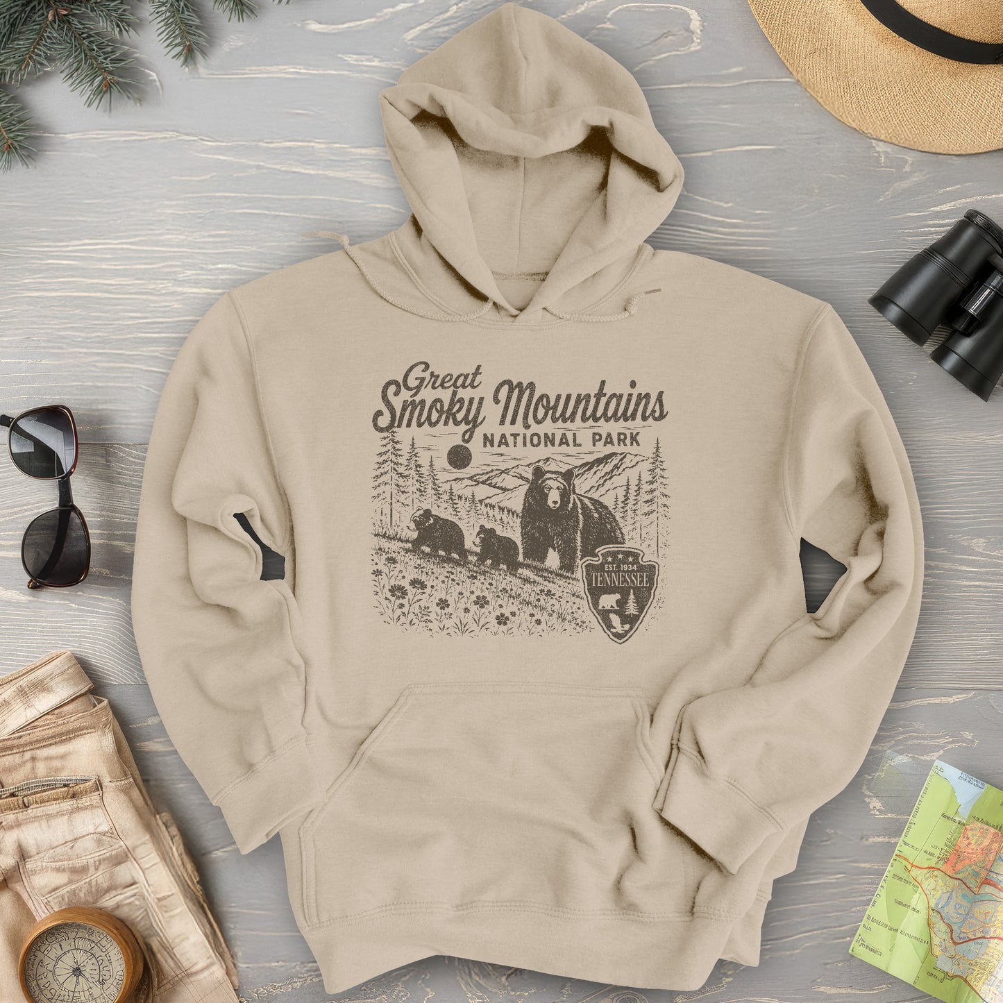 Smoky Mountains Vintage Sketch Hoodie