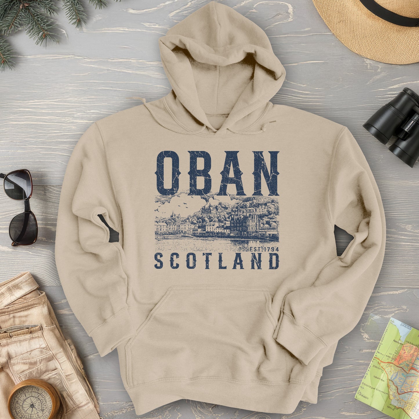 Oban Scotland Sketch Hoodie