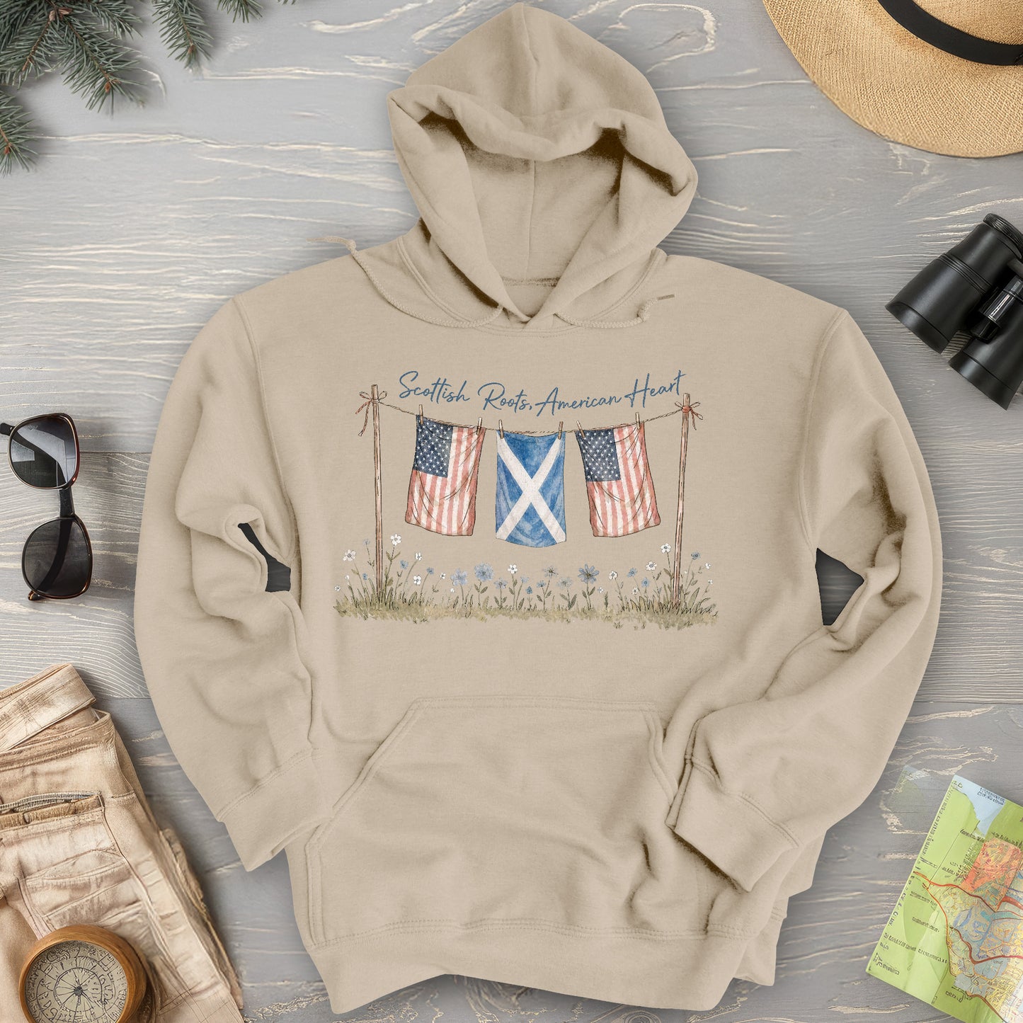 Scottish Roots American Heart Hoodie