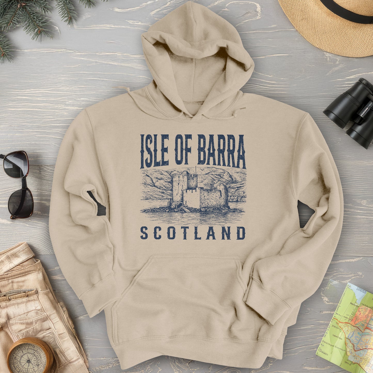 Isle of Barra Scotland Sketch Hoodie