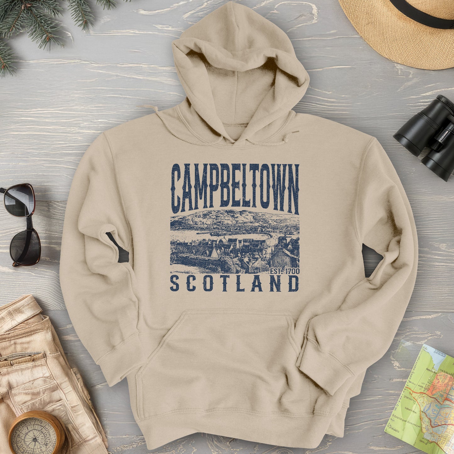Campbeltown Scotland Sketch Hoodie
