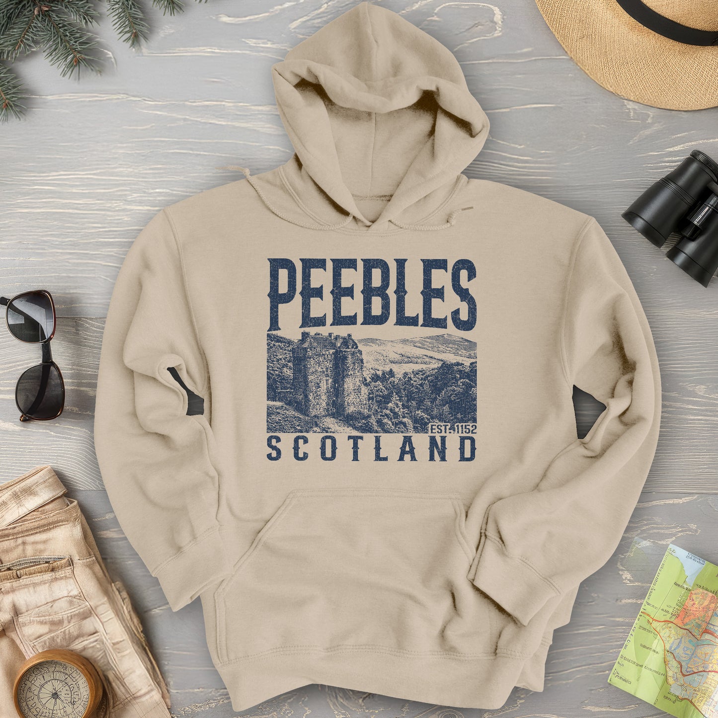 Peebles Scotland Sketch Hoodie