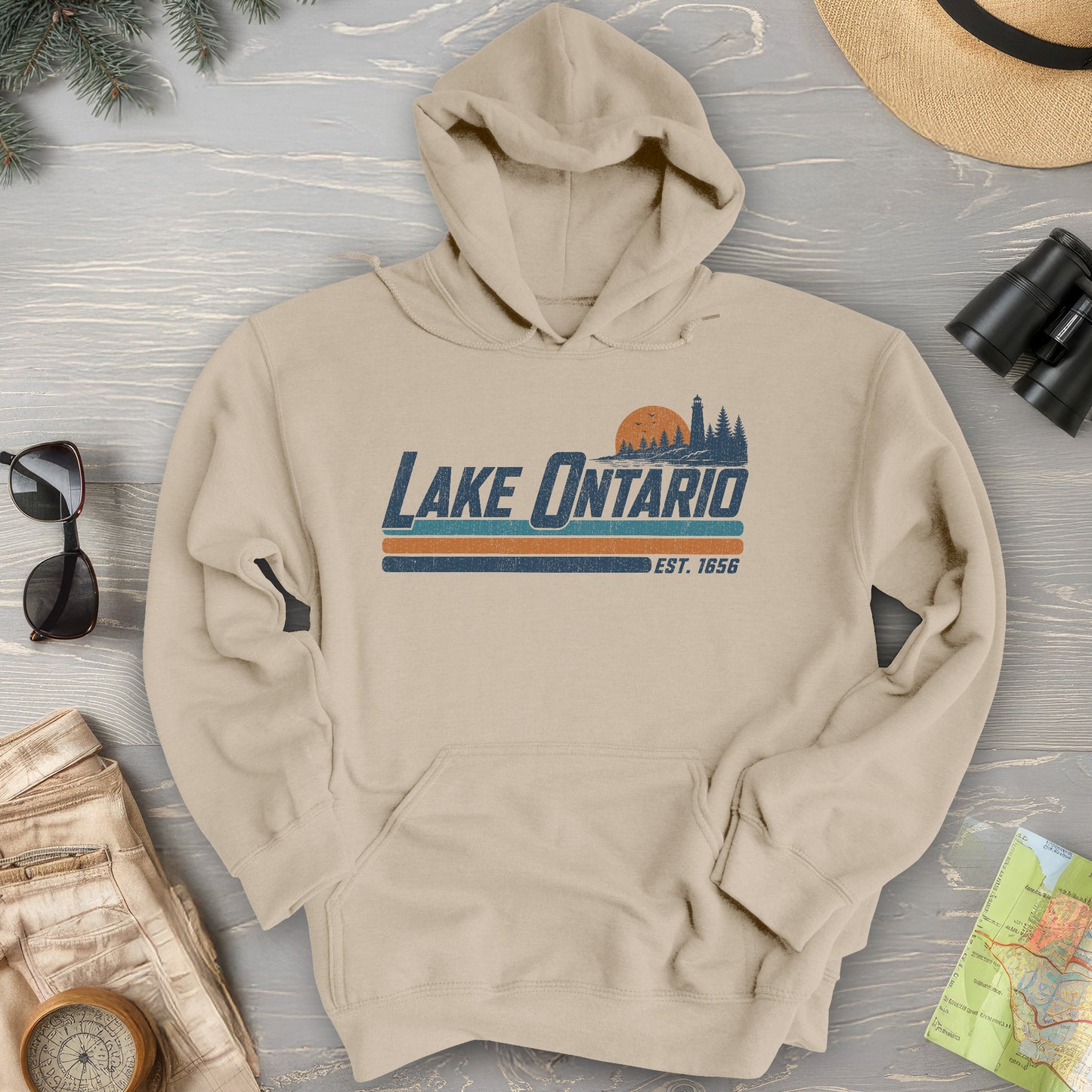 Lake Ontario Retro Stripe Hoodie