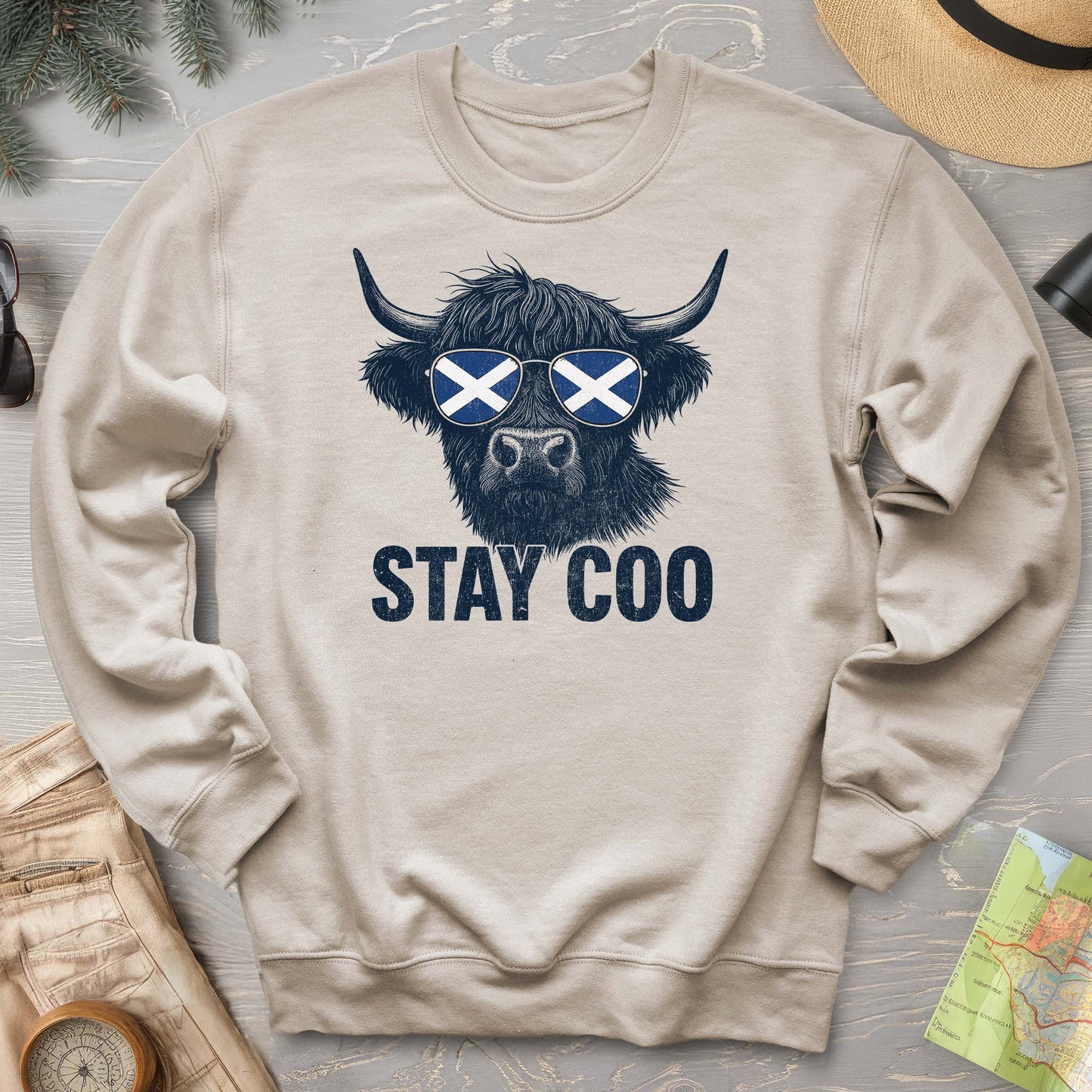 Stay Coo Highland Cow "Sunglasses" Sweatshirt
