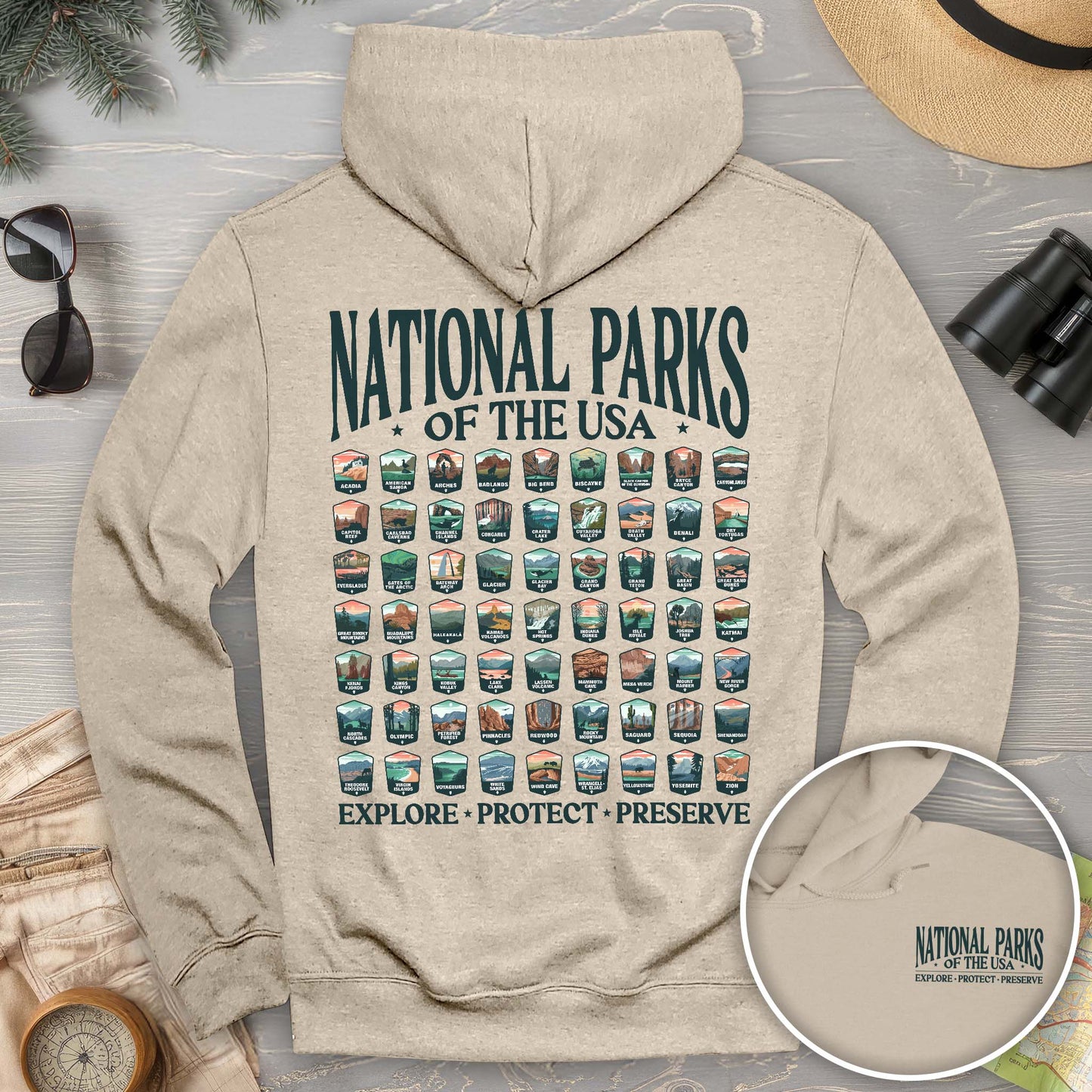 National Parks of the USA 63 Badges Hoodie