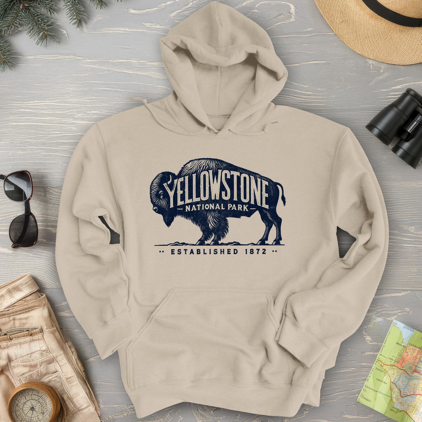 Yellowstone National Park "Vintage Buffalo" Hoodie