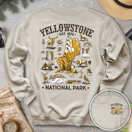 Yellowstone National Park Vintage Front/Back Print Sweatshirt
