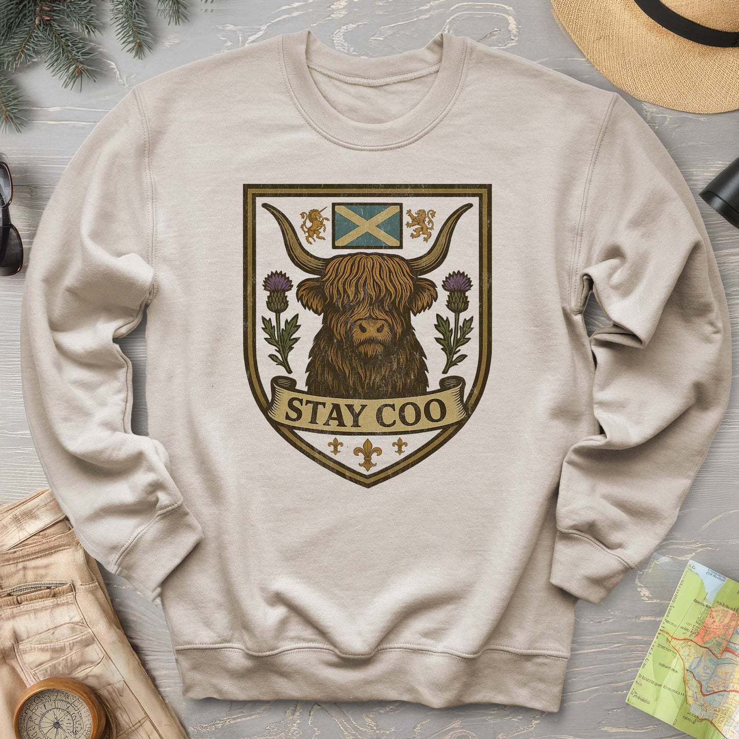 Highland Cow "Scottish Heraldry" Sweatshirt