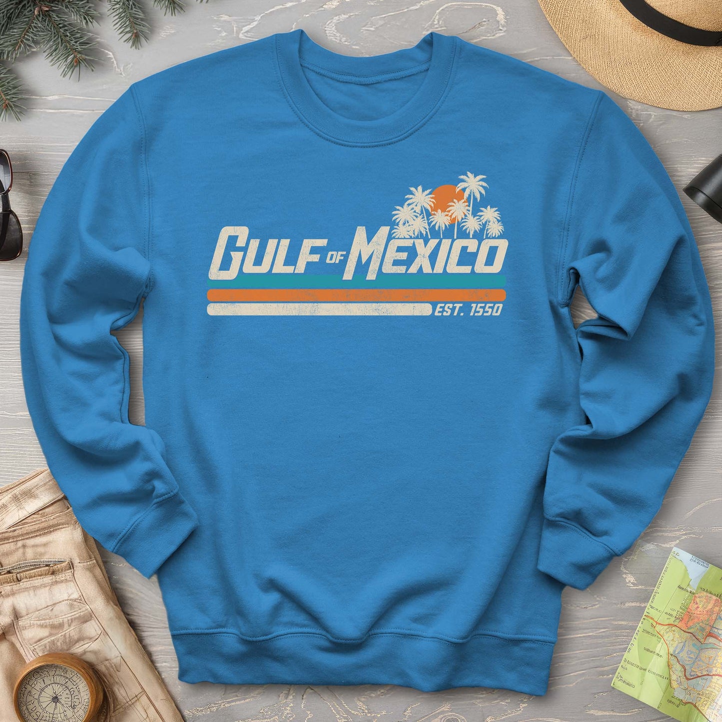 Gulf of Mexico Retro Stripe Crewneck Sweatshirt