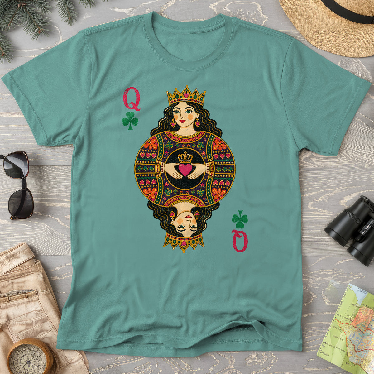 Shamrock Queen Playing Card T-Shirt