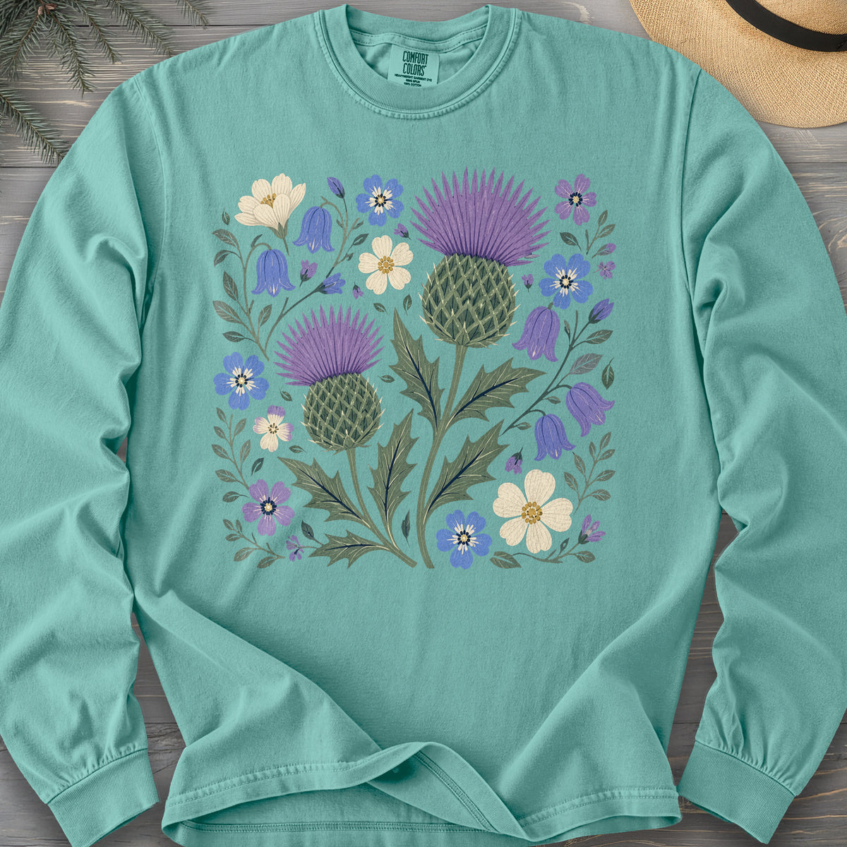 Scottish Thistle Floral Long Sleeve Shirt