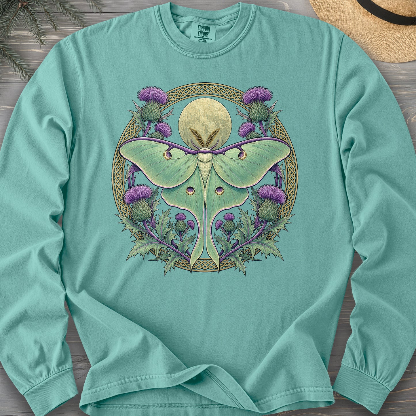 Thistle Luna Moth Long Sleeve Shirt
