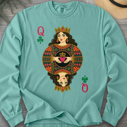 Shamrock Queen Playing Card Comfort Colors 6014 Long Sleeve