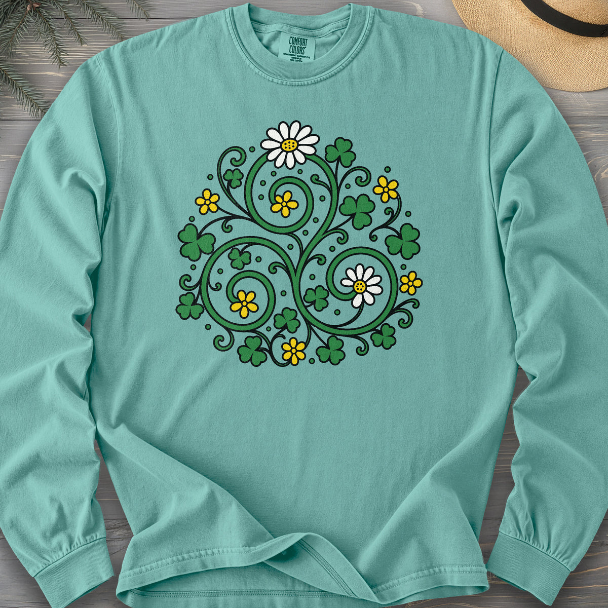 Celtic Shamrock Triskele Comfort Colors 6014 Long Sleeve